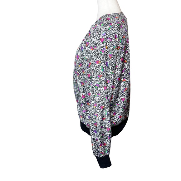 Vintage 80s New Wave Rainbow Prism Notebook Print Top - Picture 5 of 6